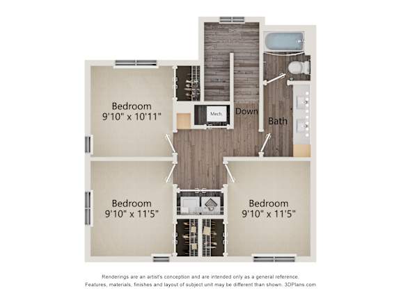 4B Four Bedroom 2 Bathroom Floorplan at Sidney Village, Buckeye, AZ 85326