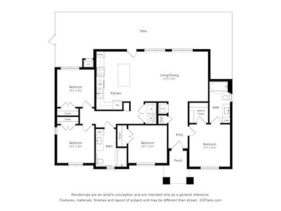 4C Four Bedroom Two Bathroom Floorplan at Sidney Village, Arizona
