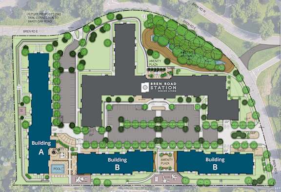 A map of a proposed bike trail connection to Shady Creek Road.