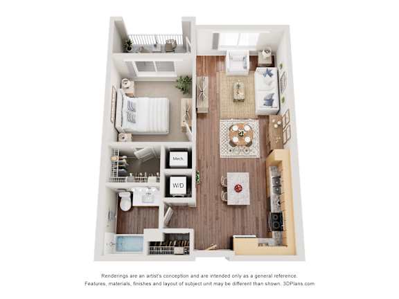 Floor Plan  1 bed 1 bath at The Stillwaters 62&#x2B; Apartment Homes, Apopka, FL