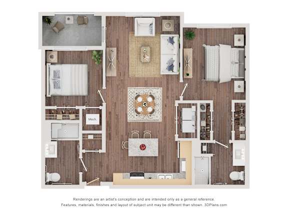 Floor Plan  2 bed 2 bath C at The Stillwaters 62&#x2B; Apartment Homes, Florida