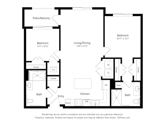 2 bed 2 bath D at The Stillwaters 62&#x2B; Apartment Homes, Florida, 32712