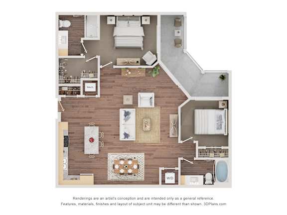 Floor Plan  2 bed 2 bath I at The Stillwaters 62&#x2B; Apartment Homes, Apopka