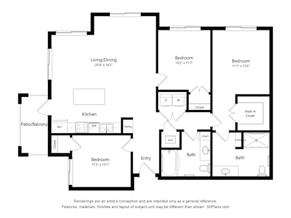 3 bed 2 bath B at The Stillwaters 62&#x2B; Apartment Homes, Apopka, FL