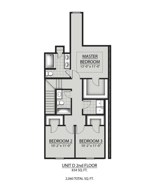 floor plan of a 1 bedroom unit and 2nd floor