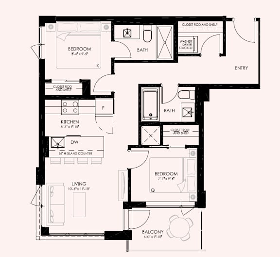 Floor Plan  A black and white floor plan of a house with labeled rooms.