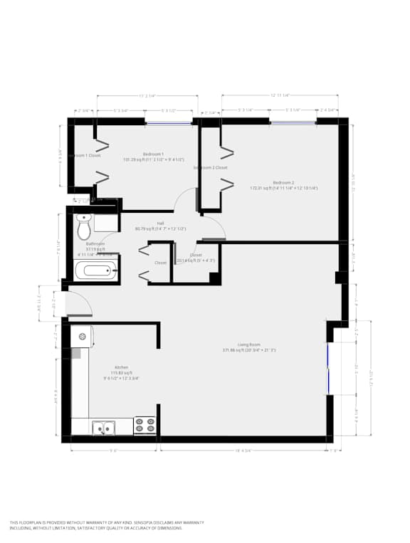 A technical drawing of a floor plan with various measurements and annotations.