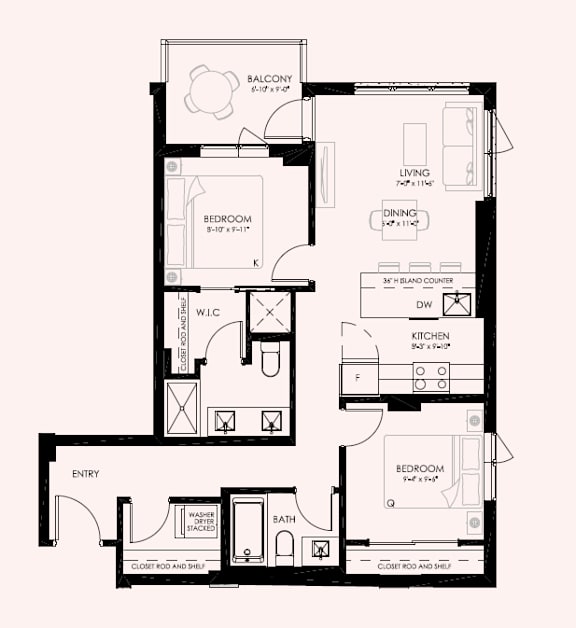 A black and white image of a floor plan for a house.