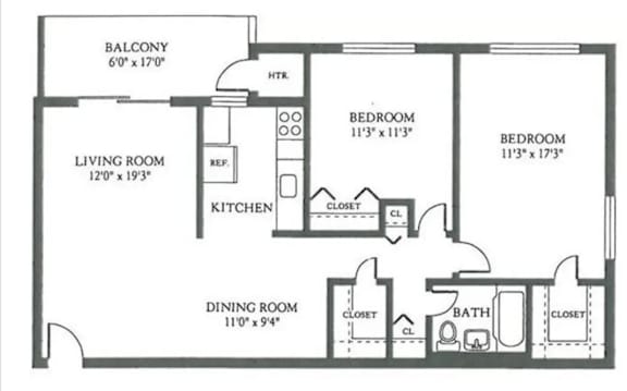 A black and white image of a floor plan for a house.