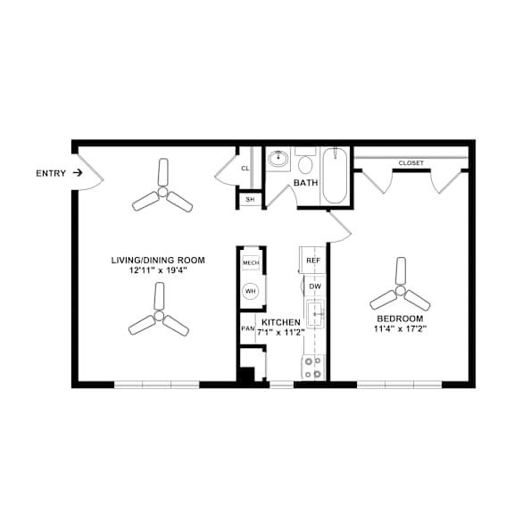 a floor plan of a house with a bedroom and a living room