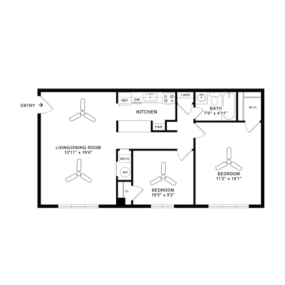 a floor plan of a home with a bedroom and a living room