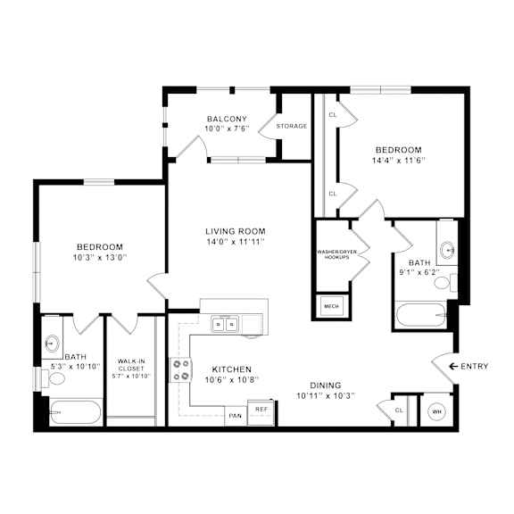 A black and white image of a floor plan for a home.