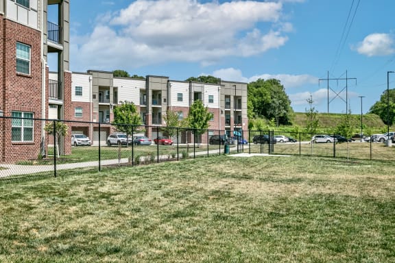 the preserve at ballantyne commons apartment community yard with chain link fence
