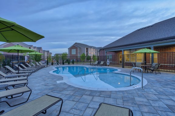 our apartments have a resort style pool with lounge chairs