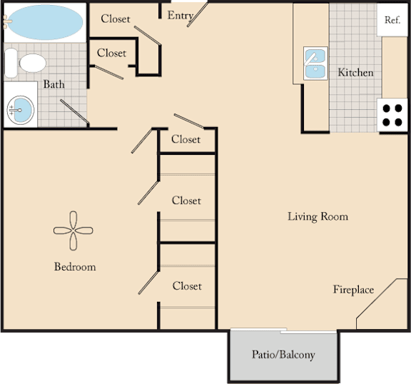 a floor plan with a kitchen and a living room