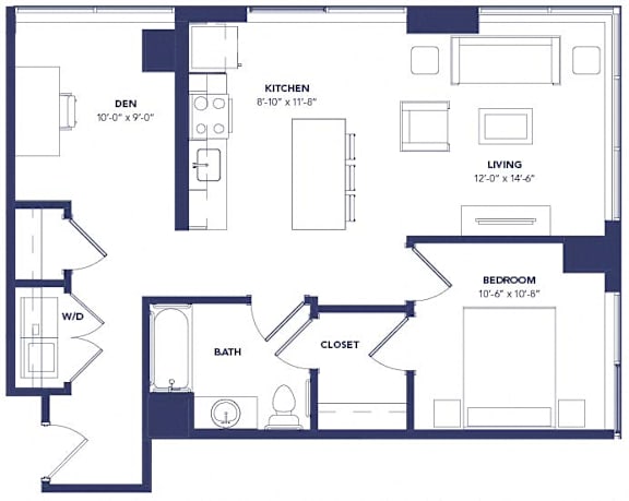 1 bed 1 bath at Two Twelve Clayton Apartments, Missouri