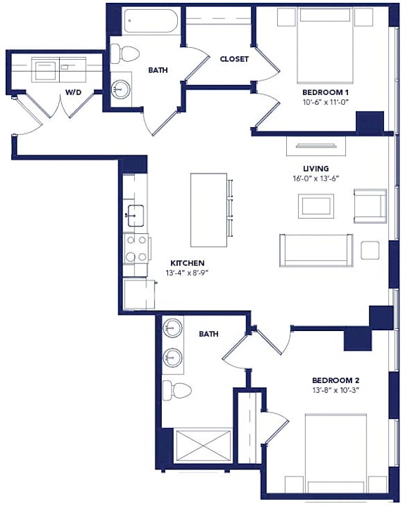2 bed 2 bath at Two Twelve Clayton Apartments, Clayton, MO