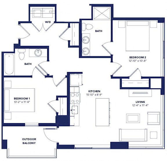 2 bed 2 bath A at Two Twelve Clayton Apartments, Clayton