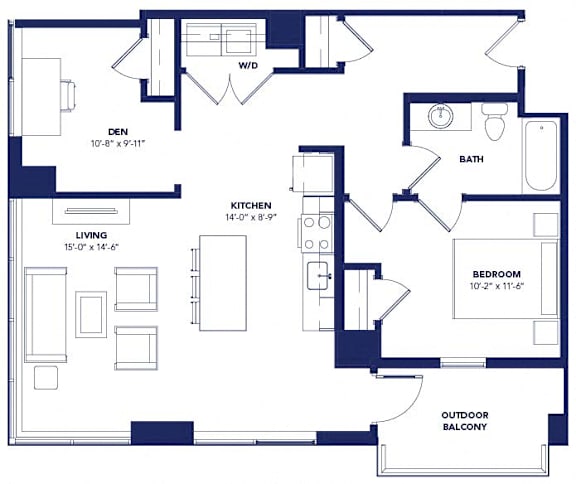 1 bed 1 bath B at Two Twelve Clayton Apartments, Missouri