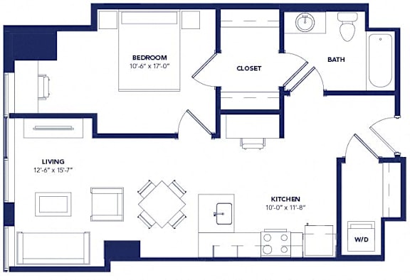 1 bed 1 bath C at Two Twelve Clayton Apartments, Missouri, 63105