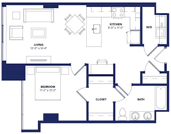 1 bed 1 bath D at Two Twelve Clayton Apartments, Clayton, MO, 63105
