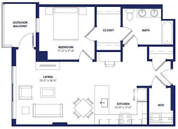 1 bed 1 bath E at Two Twelve Clayton Apartments, Clayton, MO