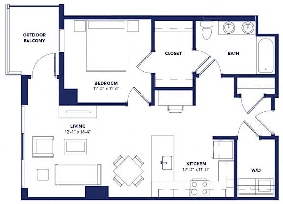 1 bed 1 bath G at Two Twelve Clayton Apartments, Clayton, Missouri