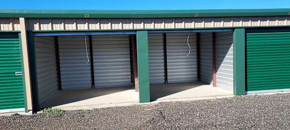 the doors to the storage shed are open