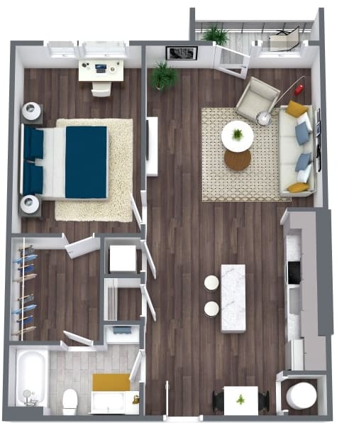 A 1 Bed Floorplan Charlottesville Apartments