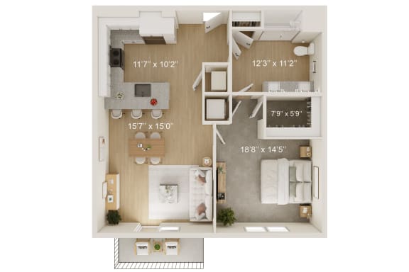 Willow Floor Plan | 852 Sq. Ft. at Oak Grove at Blake Farm, Wilmington, NC