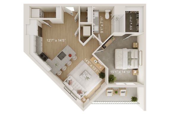 Tupelo Floor Plan | 741 Sq. Ft. at Oak Grove at Blake Farm, Wilmington, 28411
