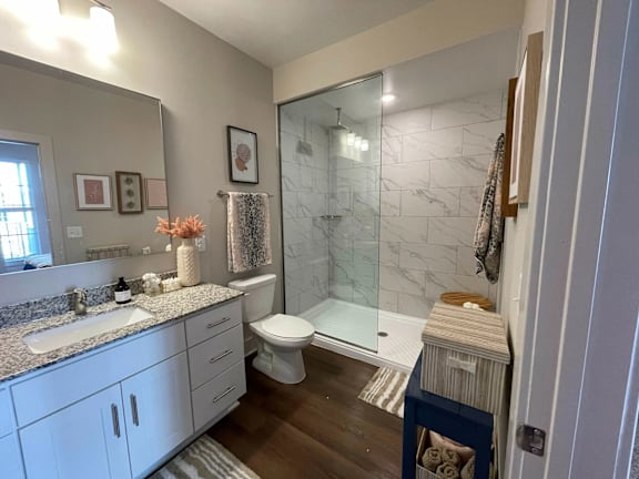 Bathroom with walk-in shower at Triton Glen, Glen Allen, VA, 23060