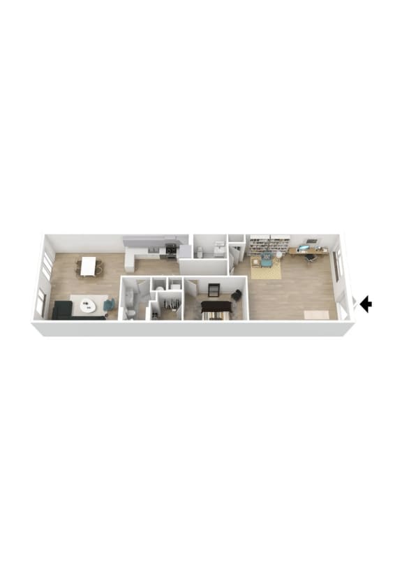 1 Bed 2 Baths Floor Plan | 1,360 Sq. Ft. at Metropolis Apartments, Glen Allen, VA 23060