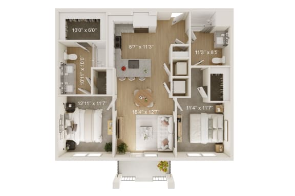 Dogwood Floor Plan | 998 Sq. Ft. at Oak Grove at Blake Farm, Wilmington, North Carolina