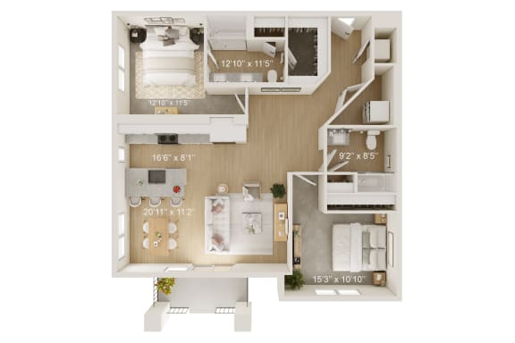 Hydrangea Floor Plan | 1,185 Sq. Ft. at Oak Grove at Blake Farm, North Carolina, 28411