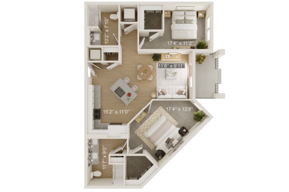 Camellia Floor Plan | 1,061 Sq. Ft.  at Oak Grove at Blake Farm, Wilmington, NC, 28411