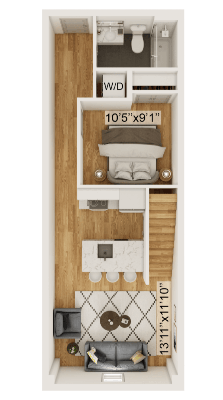 Lower Harrison Floor Plan | 1,158 Sq. Ft. at Residences at Richmond Trust, Richmond, VA, 23219