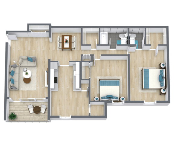 Chesapeake Floor Plan | 1,224 Sq. Ft. at Bayville Apartments, Virginia Beach, Virginia