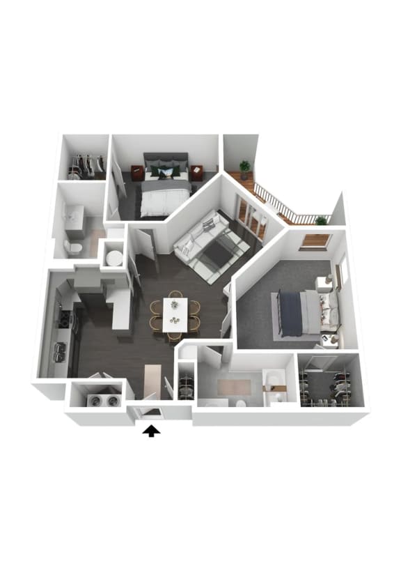 2 Bedroom B2 Floor Planat Metropolis Apartments, Glen Allen, 23060