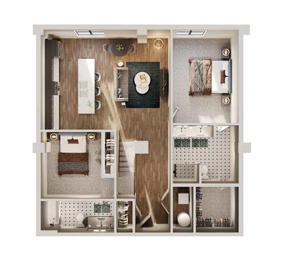 A series of images showing a bathroom layout with a sink, mirror, and towel rack.
