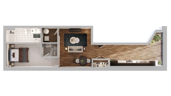 S2 Floor Plan | 631 Sq. Ft. at The Madison, Columbus, Ohio