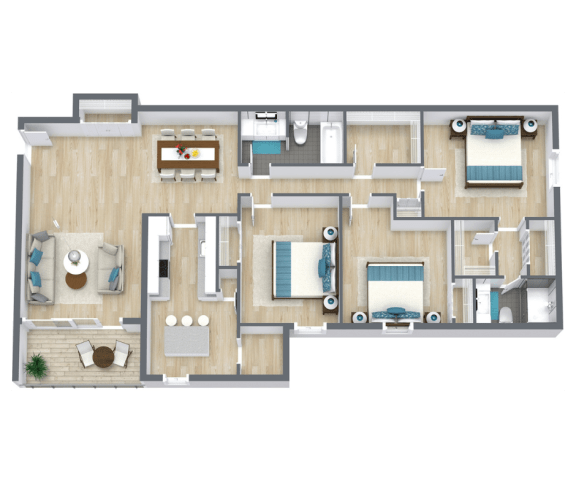 Virginia Floor Plan | 1,392 Sq. Ft. at Bayville Apartments, Virginia Beach, VA, 23455