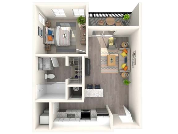 One Bed Floorplan | 639 Sq. Ft. at Triton Glen, Virginia