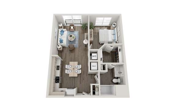 1 Bedroom Floorplan |  775 Sq. Ft. at Innsbrook Square, Virginia