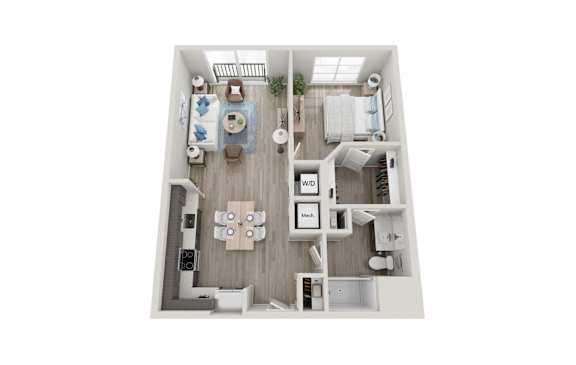 1 Bed 1 Bath Floorplan | 775 Sq. Ft. at Innsbrook Square, Glen Allen