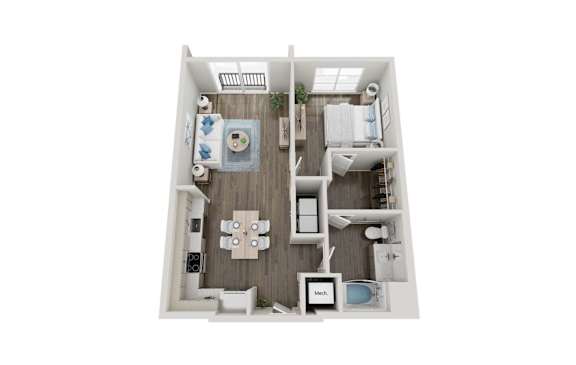 1 Bedroom 1 Bathroom Floorplan | 830 Sq. Ft. at Innsbrook Square, Virginia, 23060