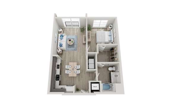 1 Bed 1 Bathroom Floorplan | 830 Sq. Ft. at Innsbrook Square, Glen Allen, Virginia