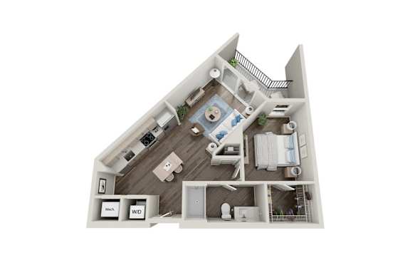 1 Bed Floorplan | 737 Sq. Ft. at Innsbrook Square, Virginia, 23060