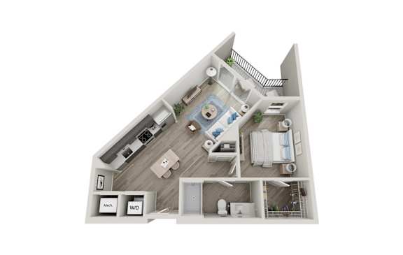 A3 Floorplan | 737 Sq. Ft. at Innsbrook Square, Glen Allen, Virginia