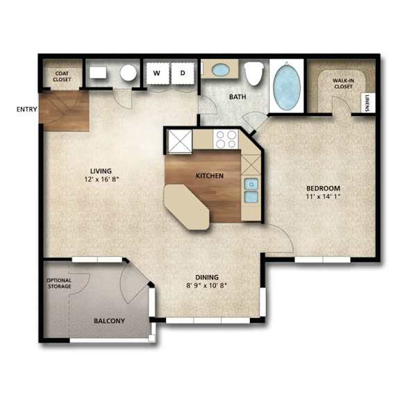 Macintosh I Floor Plan | 755 Sq. Ft. at The Orchard, Dublin, Ohio